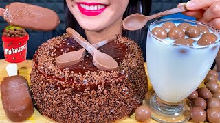 ASMR TRIPLE CHOCOLATE MOUSSE CAKE MAGNUM ICE CREAM MALTESERS  MILK MASSIVE Eating Sounds [upl. by Nhepets417]