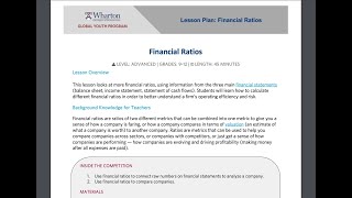 Financial Ratios  Wharton Global High School Investment Competition Lesson [upl. by Assilac440]