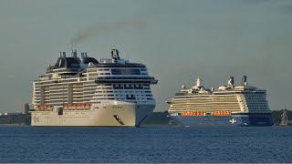 quotCelebrity Silhouettequot amp quotMSC Virtuosaquot passing in Southampton Water  22102023 [upl. by Akibma]