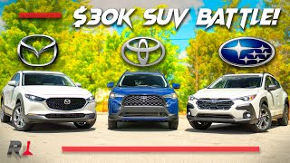 2024 Subaru Crosstrek vs Mazda CX30 vs Toyota Corolla Cross Comparison [upl. by Suckram717]