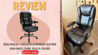 Realspace® Cressfield Bonded Leather HighBack Chair BlackSilver Review [upl. by Verna]