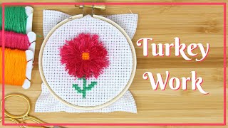 Create FRINGE for Cross Stitch How to do Turkey Work aka Ghiordes Knot [upl. by Araminta]