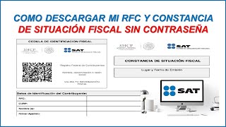 COMO DESCARGAR MI RFC Y CONSTANCIA DE SITUACIÓN FISCAL SIN CONTRASEÑA 2024 [upl. by Eugenius]