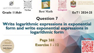 Writing log expressions in exponential form and vice versa  Q7 P2  11A  EoT1 [upl. by Atteynek505]