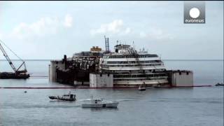 Costa Concordia timelapse salvage operation from dawn till dusk [upl. by Kcirdde642]