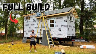 HOW I BUILT A TINY HOUSE  DIY FULL EXTERIOR BUILD [upl. by Fillian447]