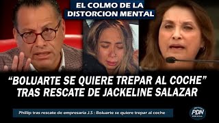 PHILLIP BUTTERS TRAS RESCATE A EMPRESARIA JACKELINA SALAZAR DINA BOLUARTE SE QUIERE TREPAR AL COCHE [upl. by Odrick]