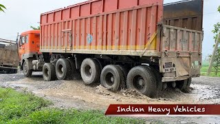 22 Wheeler Trucks  Tata 4923 With Signa Cabin Truck Running On Dirty Road  Indian Heavy Vehicles [upl. by Azeret]