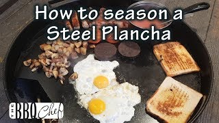 How to season a Steel Plancha on a Weber Kettle BBQ by the BBQ Chef [upl. by Ahseia]