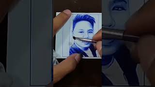 MiniPortrait using ballpoint pen and Ink painting art portraitartist artist drawing [upl. by Edmunda]