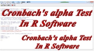 Cronbachs alpha Test In R Software [upl. by Moreta399]