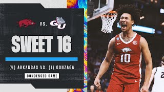 Arkansas vs Gonzaga  Sweet 16 NCAA tournament extended highlights [upl. by Gannie]