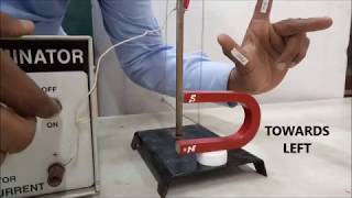 FORCE ON CURRENT CARRYING WIRE AND FLEMING LEFT HAND RULE [upl. by Pepi399]