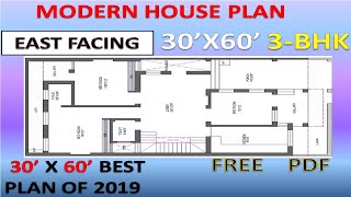 30x60 East Facing House Plan with Parking ll Vastu House plan 3bhk llघर का नक्शा 30x60ll [upl. by Llevad]