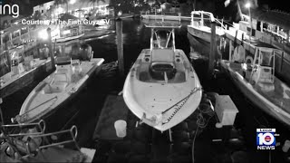 Video shows moments boat went airborne and crashing into Key Largo dock [upl. by Windy]