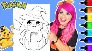 Coloring Pikachu Halloween Pokémon Coloring Page  Ohuhu Art Markers [upl. by Alsi]