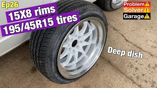 15x8 rims 19545r15 tires  stretched tires ￼ 19545r15 on 15x8 [upl. by Ishmul]