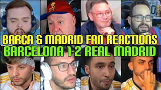 BARCA amp MADRID FANS REACTION TO BARCELONA 12 REAL MADRID  FANS CHANNEL [upl. by Adnolohs211]