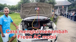 Cara isi freon AC mobil  How to fill car AC refrigerant [upl. by Rahel145]