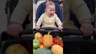 Seeing so many vegetables the baby seems not very happy [upl. by Adnah]