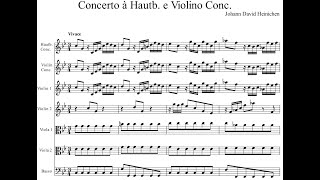 Johann David Heinichen  Concerto for Oboe and Violin in C minor S240 w score [upl. by Ydarb]