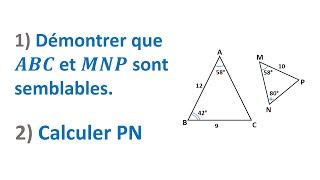 EXERCICE 1  DÉMONTRER QUE DEUX TRIANGLES SONT SEMBLABLES ► 3ÈME ANNÉE COLLÈGE  3APIC BIOF [upl. by Maxie]