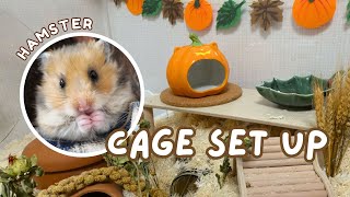 Hamster Cage Setup  COZY FALL THEME🍂 [upl. by Baler273]