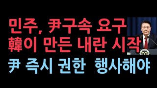 민주당 즉각 韓이 깔아준 내란 시작 윤대통령은 즉각 권한행사하고 국힘은 새지도부 구성해야 [upl. by Sidnala]