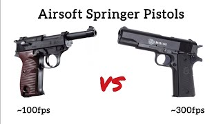 Airsoft Spring Pistols Power Comparison Test 100fps vs 300fps [upl. by Anat]