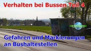 Verhalten bei Bussen Teil 4  Gefahren und Markierungen an Haltestellen  Fahrstunde  Prüfungsfahrt [upl. by Pasia324]