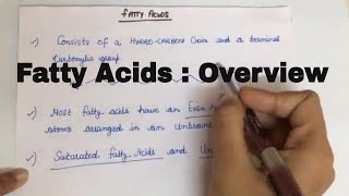 Fatty Acids overview [upl. by Ericha396]