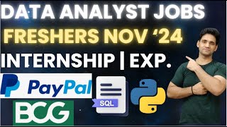 Data Analyst Jobs for Freshers 2024  Data Analyst Jobs in India  Data Analyst Jobs Internship Nov [upl. by Brosine]