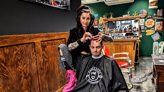 The Ultimate Relaxation Experience Haircut amp Scalp Massage by Lady Barber Sarah  ASMR Bliss [upl. by Purity91]