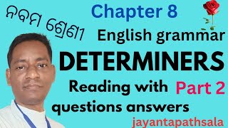 9th class Odia medium English grammar chapter 8 answers part 2 determiners [upl. by Mackie]