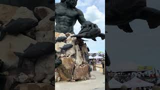 Boardwalk amp King Neptune Statue Virginia Beach greekmythology traveladdict beachtravel surfing [upl. by Leirea55]