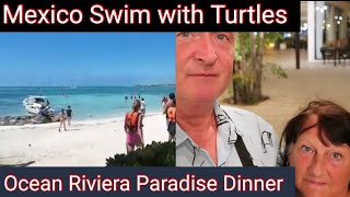 MEXICO  SWIM WITH TURTLES  AKUMAL  OCEAN RIVIERA PARADISE  ITALIAN DINNER [upl. by Ekle]