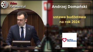 Andrzej Domański  ustawa budżetowa na rok 2024 [upl. by Lemhaj]