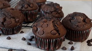 Soft And Moist Chocolate Muffins  Chocolate Muffins Recipe [upl. by Pinkham]