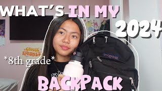 What’s in my backpack  2024 8th grade [upl. by Arolf]