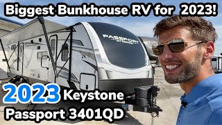 BIGGEST Bunkhouse Travel Trailer RV for 2023 2023 Keystone Passport 3401QD [upl. by Nytsud]