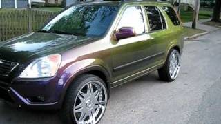 HONDA CRVchameleon paint job and 22 inch wheels plus a 13000 watt sound system [upl. by Burrus]