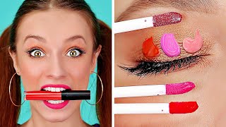 FUNNY DIY MAKE UP HACKS AND TIPS  Cool And Simple Girly Ideas by 123 GO [upl. by Arot]