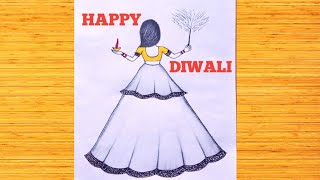 Diwali drawing easy and beautifulhappy diwali bannermake a beautiful drawing on diwali [upl. by Eben]