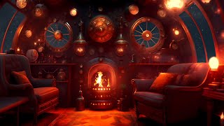 Relaxing Steamship Ambience with Fireplace and Snow  Perfect for Stress Relief and Sleep [upl. by Nalat]