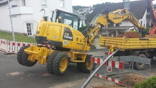 Aushub laden mit Komatsu Radbagger Tiltrotator Hks [upl. by Dira943]