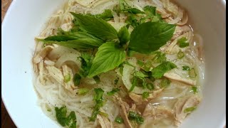 How to make Vietnamese Chicken PHO Noodle Soup Recipe  Cach nau PHO GA [upl. by Seuqirdor]