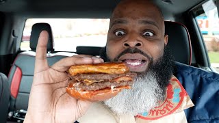 Wendys Pretzel Baconator Review [upl. by Rennat731]