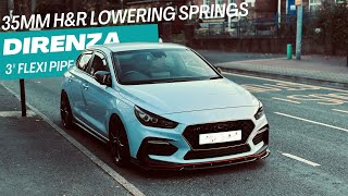 Hyundai I30N Fastback 35mm HampR Lowering Springs amp 3quot Direnza Flexi Pipe Install [upl. by Ecnerol]