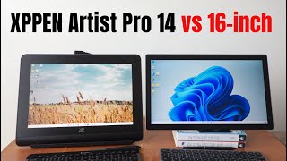 XPPen Artist Pro 14 vs 16 inch drawing area [upl. by Horbal]