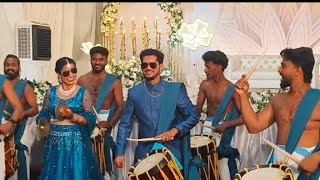 Wedding Bride Groom entry with Chendamelam entrydancebridebrideentrysriguruchendechendamelam [upl. by Ynattirb]